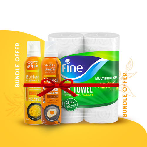Spritz Bundle - 1 Pack of Original - 1 Pack of Butter + Free Pack of 2 Fine Super Roll !